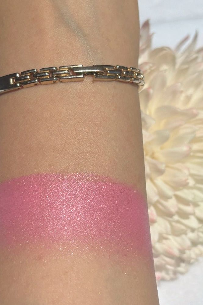 glowy shimmery baby pink liquid blush