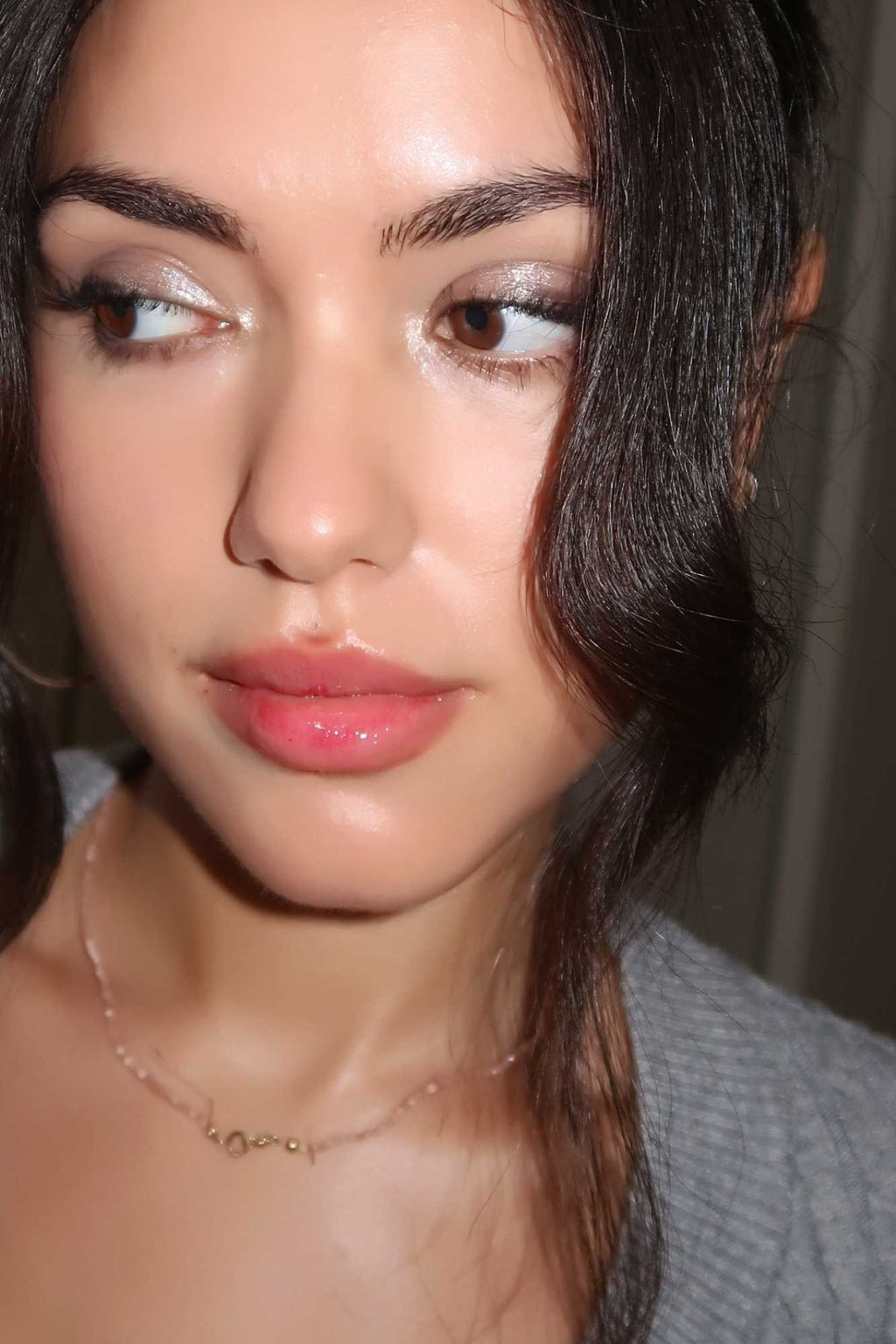 lip tint in baby pink on model