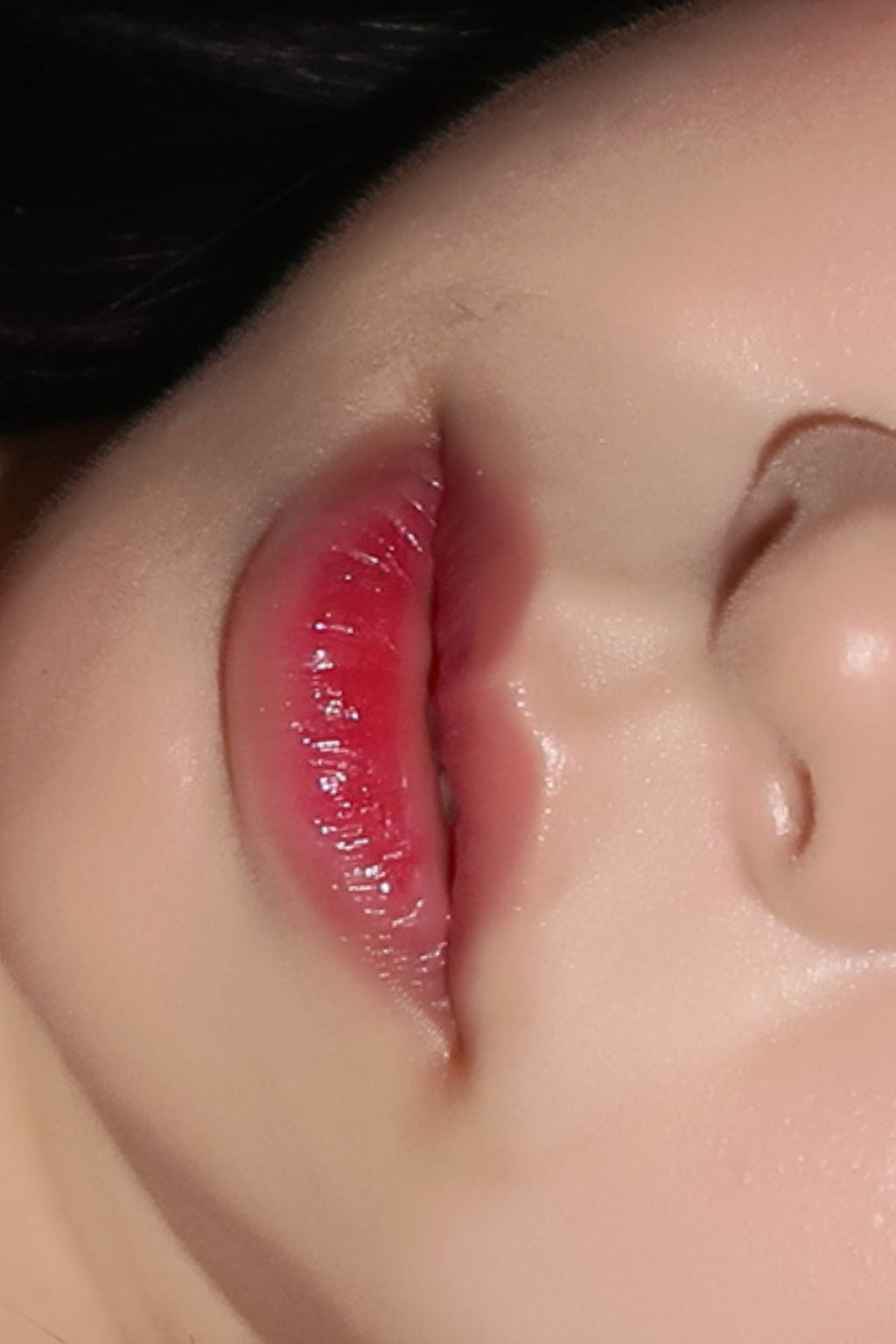 close up picture of lip stain on lips