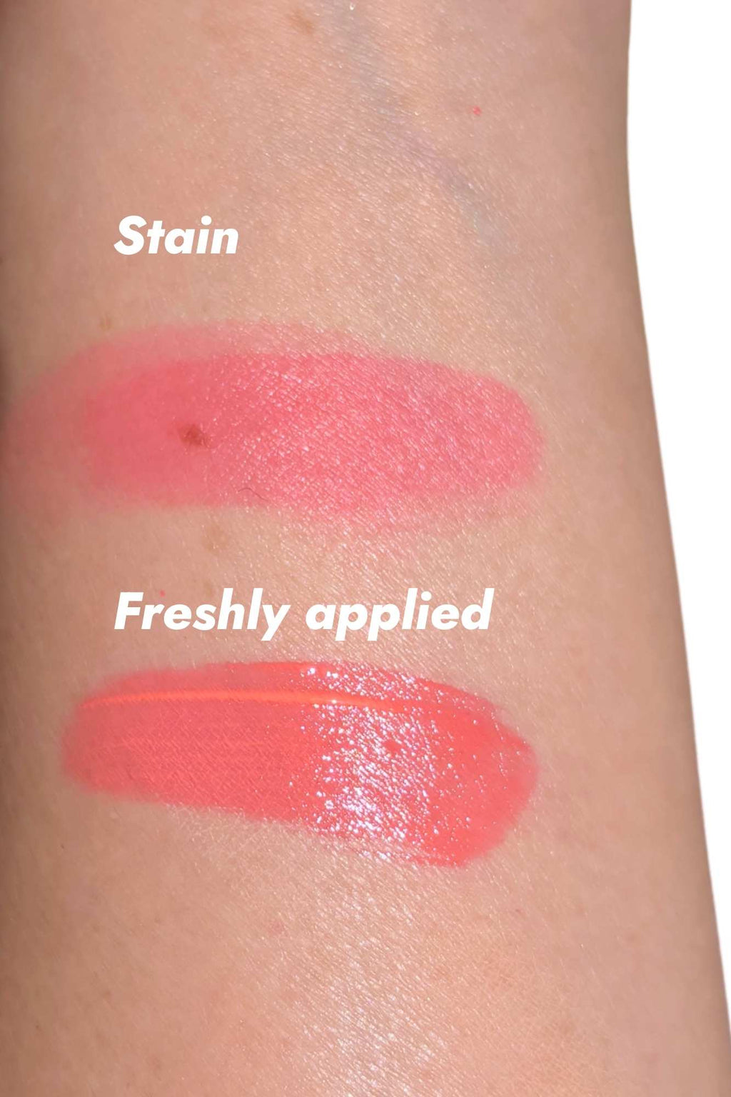 peach lip stain swatches