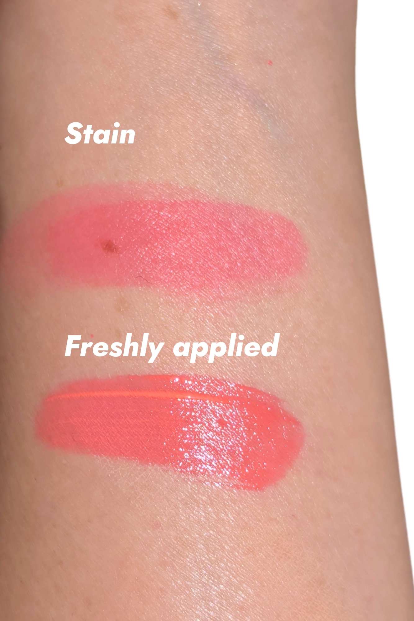 peach lip stain swatches