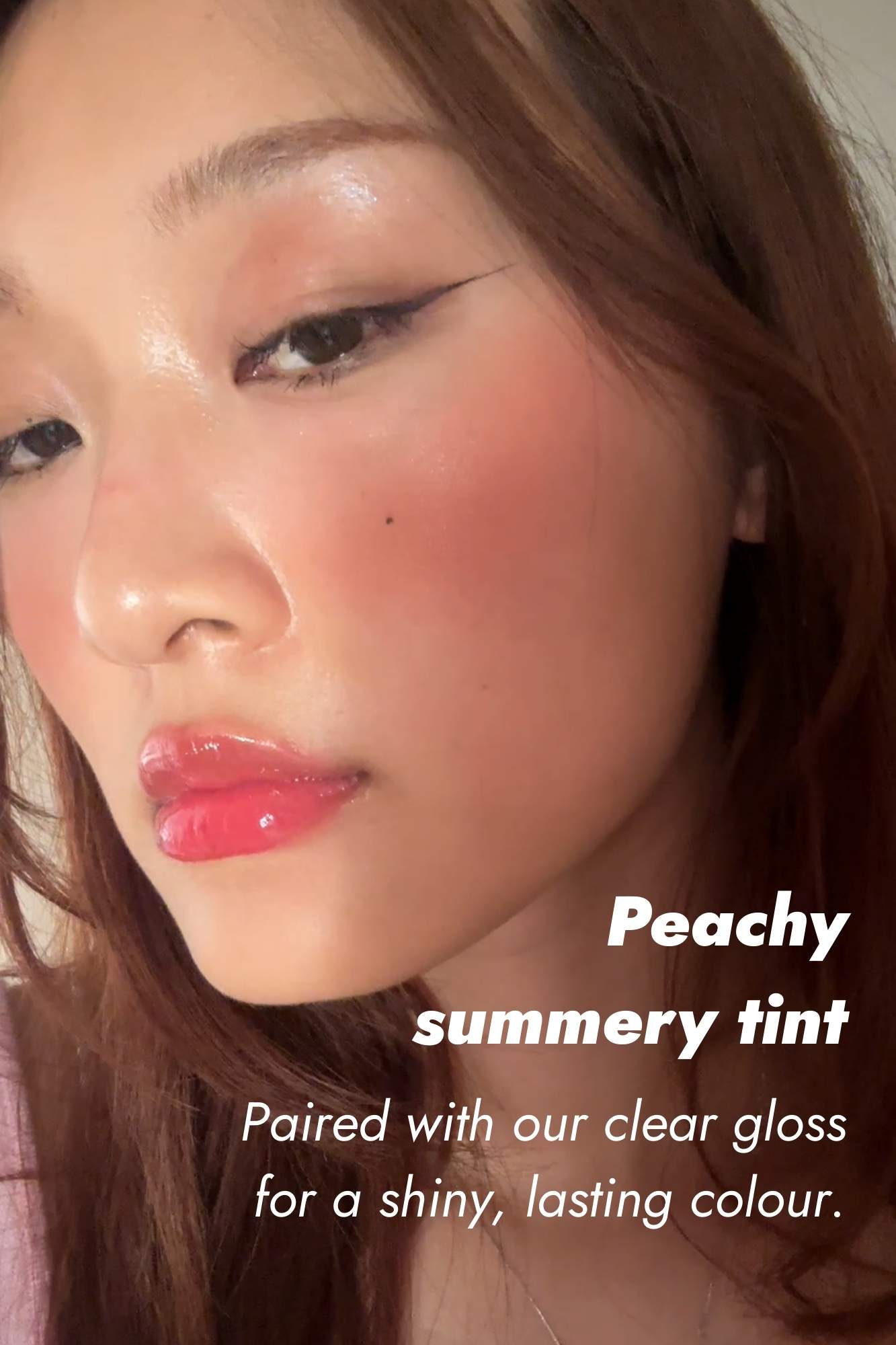 lip stain on model with information